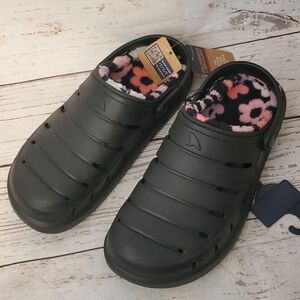 Rugged Shark women's lined clog black floral size 10